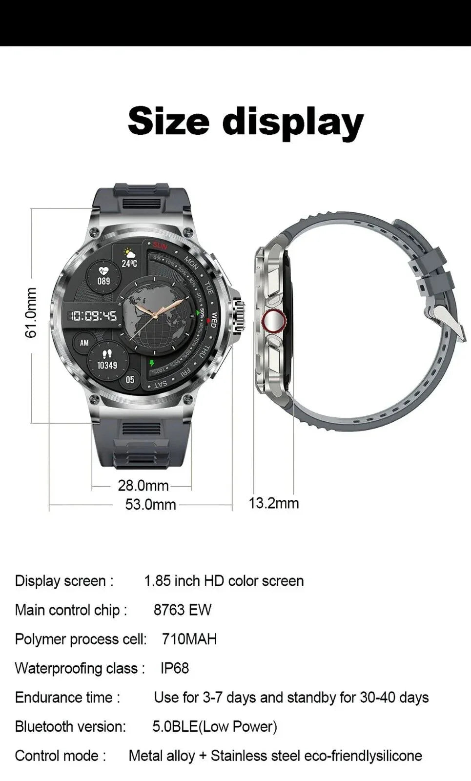1.85-Inch Ultra HD Smartwatch with GPS, Bluetooth Call & Health Monitoring For Men - Dazzling Beauty Solution