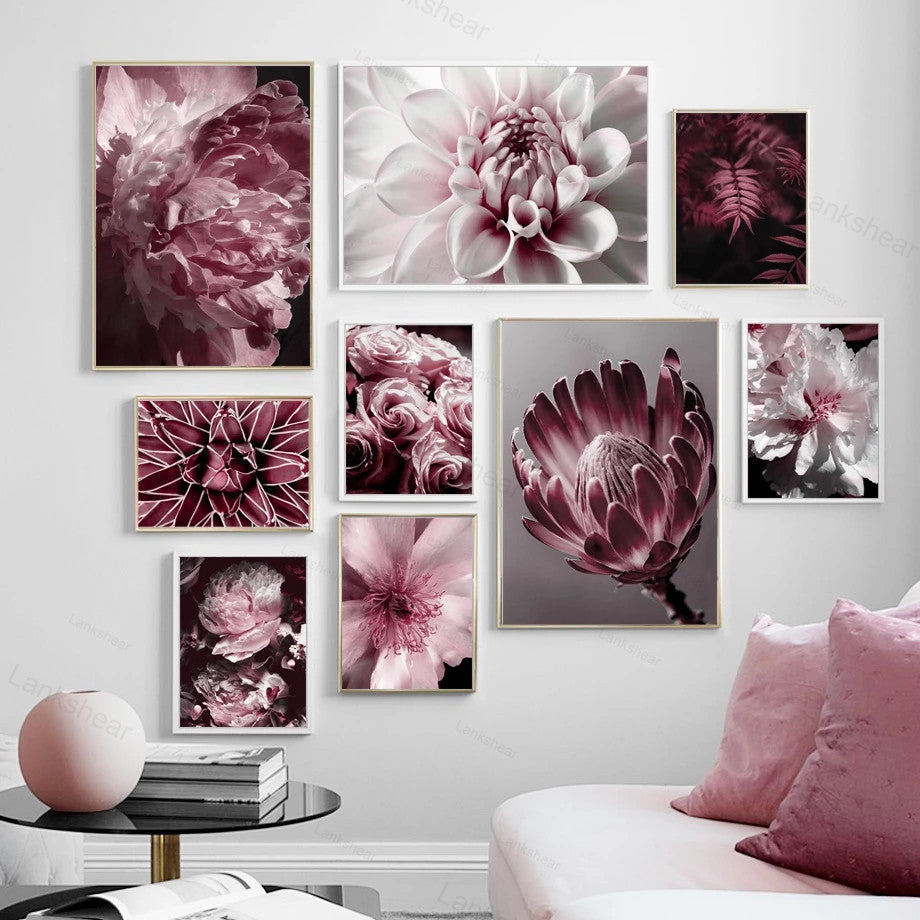 Peony Flower Wall Art – Modern Oil Canvas Painting (No Frame) - Dazzling Beauty Solution