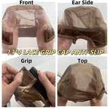 Wig Cap with Grip Band for Keeping Wigs in Place, More Full Cap-Wide Transparent Lace for Lace Front Wigs