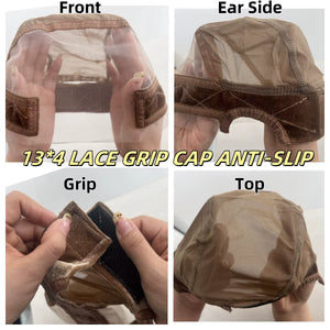Wig Cap with Grip Band for Keeping Wigs in Place, More Full Cap-Wide Transparent Lace for Lace Front Wigs