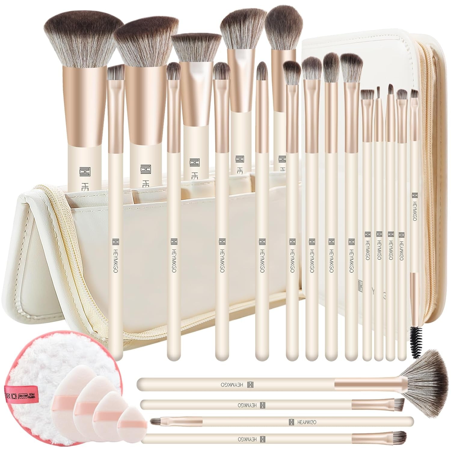 22-Piece Pro Makeup Brush Set with Case & Remover Pads