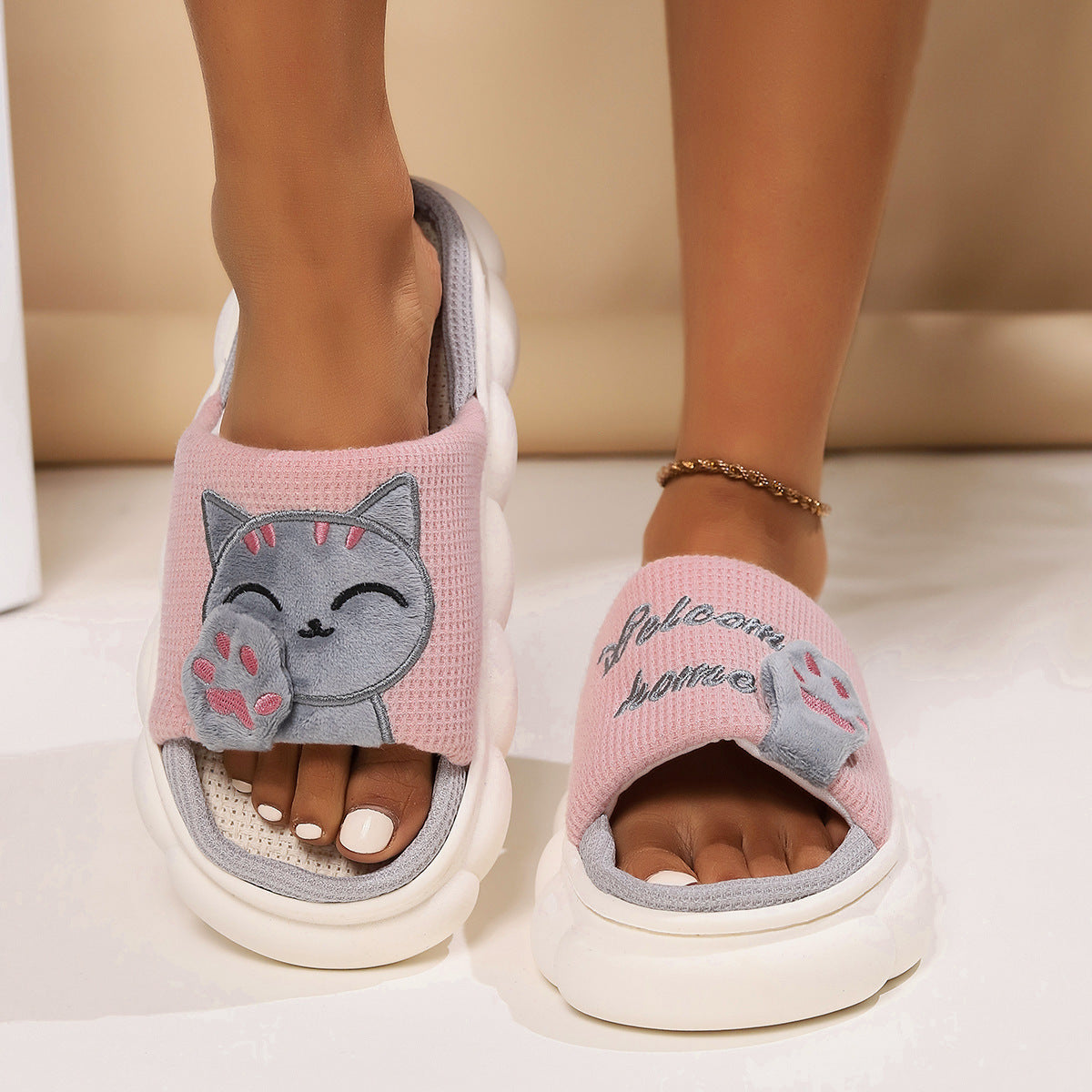 Cute Cartoon Kitten Home Slippers For Women - Dazzling Beauty Solution