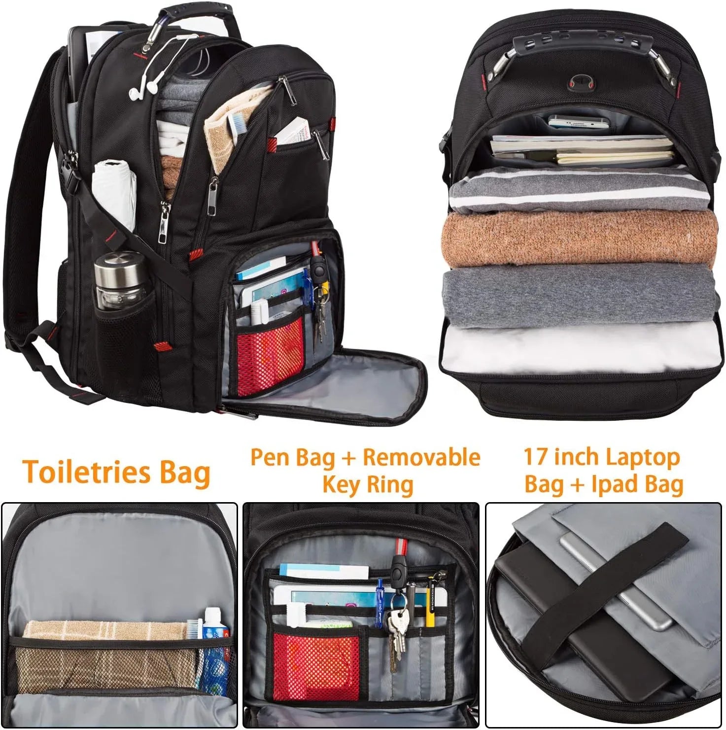 XL Travel Laptop Backpack – USB & RFID Secure - Dazzling Beauty Solution