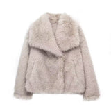 Winter Plush Coat Fashion Warm Thicken Fluffy Lapel Jacket Outwear Casual Long Sleeve Tops Womens Clothing - Dazzling Beauty Solution