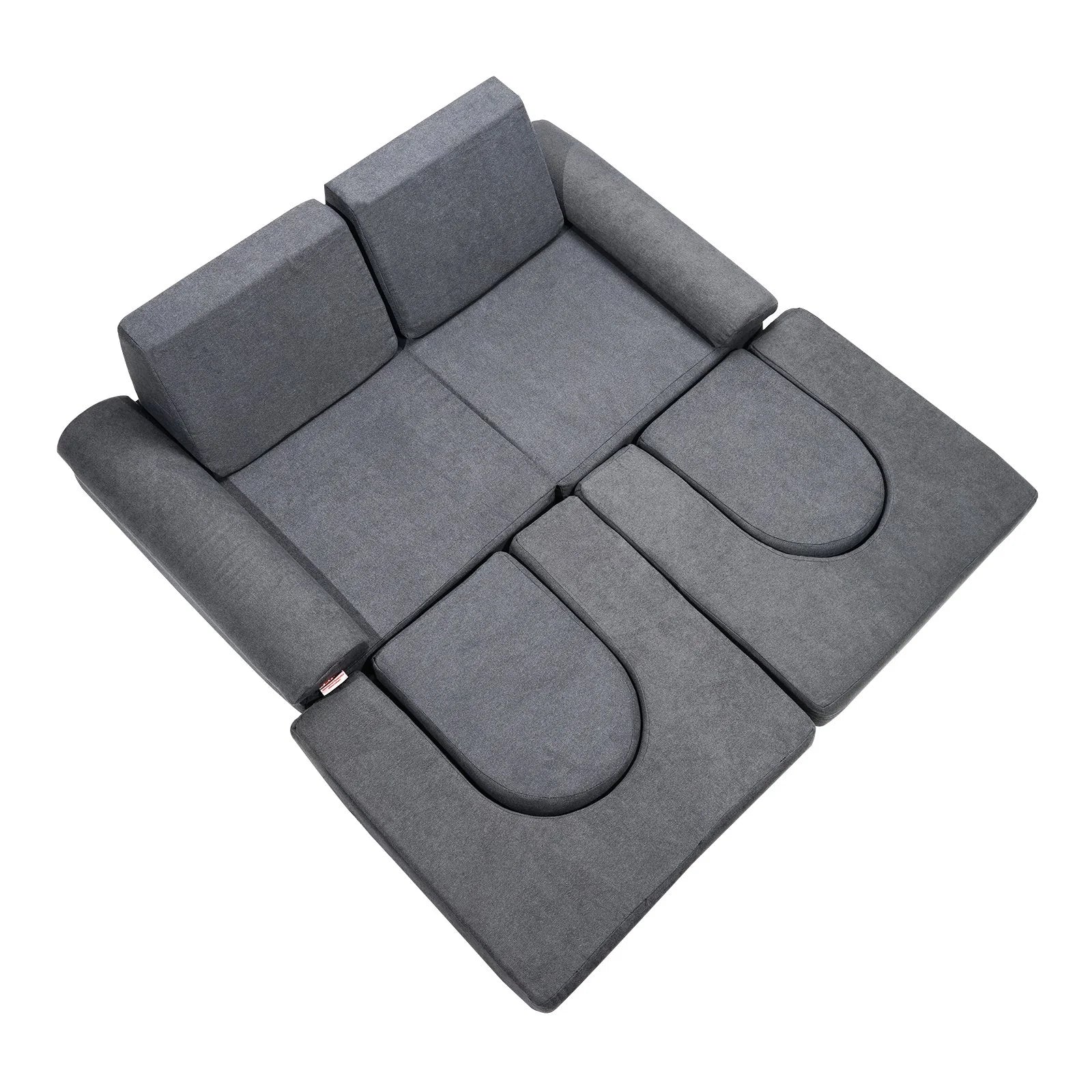 VEVOR Kids Couch, 10Pcs Modular Kids Play Couch, Toddler Couch Sofa Bed, Kids Chair Seat Playroom Furniture, Kids Sofa with Removable Cover for Kids Girls & Boys, Grey