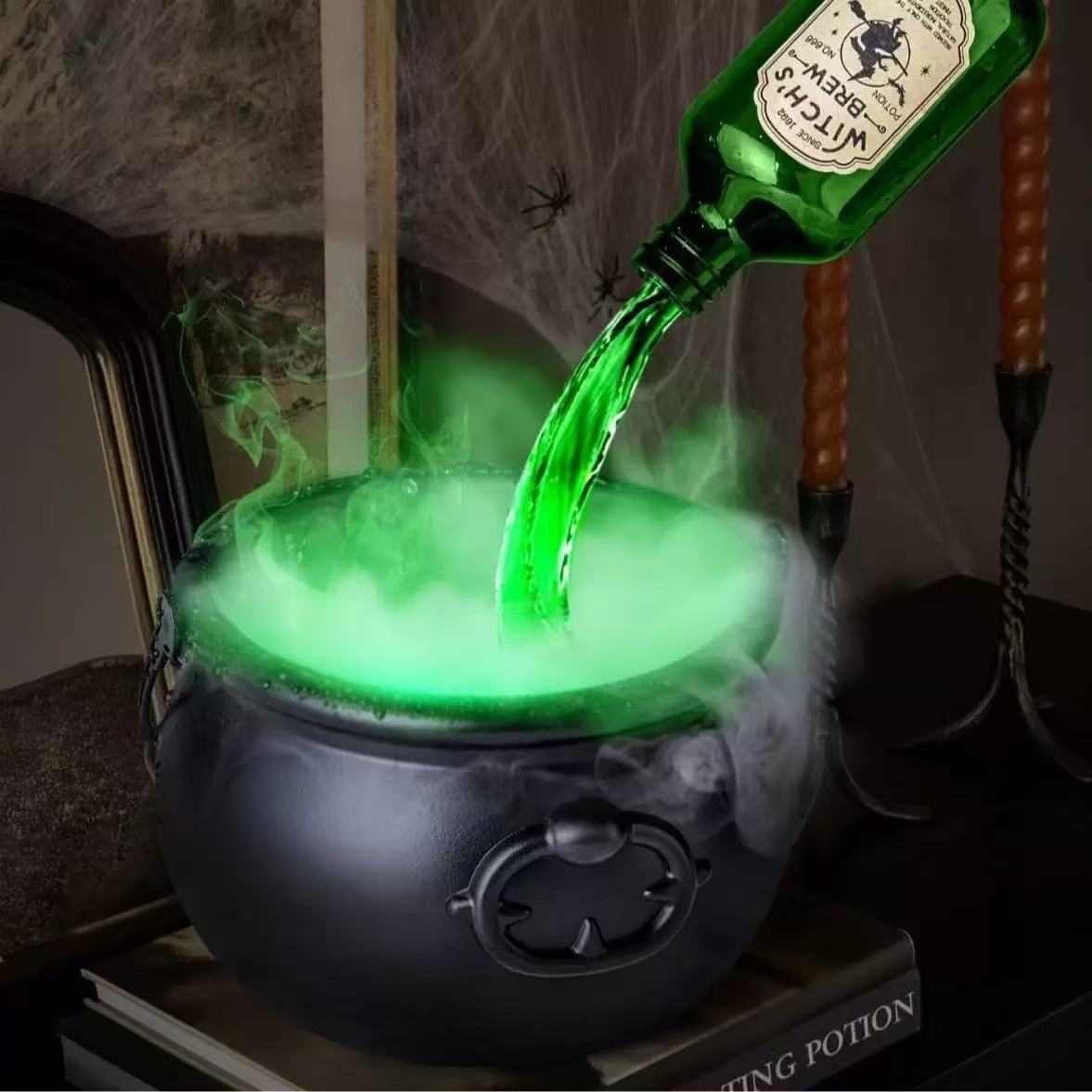 Halloween Floating Wizard Cauldron – Magic Fog Bowl with Potion Bottle & Diffuser - Dazzling Beauty Solution
