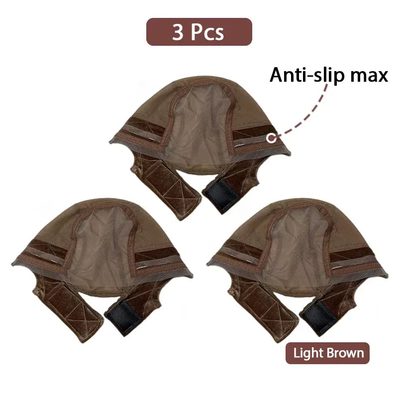 3-Piece Anti-Slip Wig Cap Set – Available in Black, Light, or Brown - Dazzling Beauty Solution