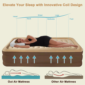 18In Queen Air Mattress with Headboard, Inflatable Mattress Airbed for Camping