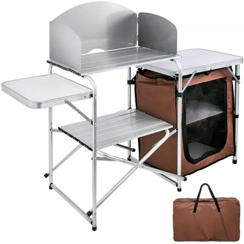 Foldable Camping Kitchen Table with Windshield & Storage - Dazzling Beauty Solution