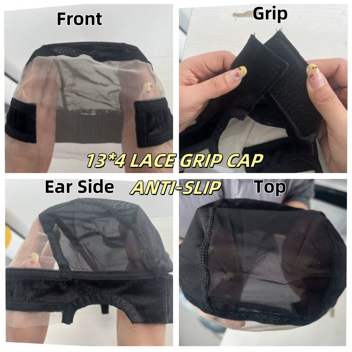 Wig Cap with Grip Band for Keeping Wigs in Place, More Full Cap-Wide Transparent Lace for Lace Front Wigs