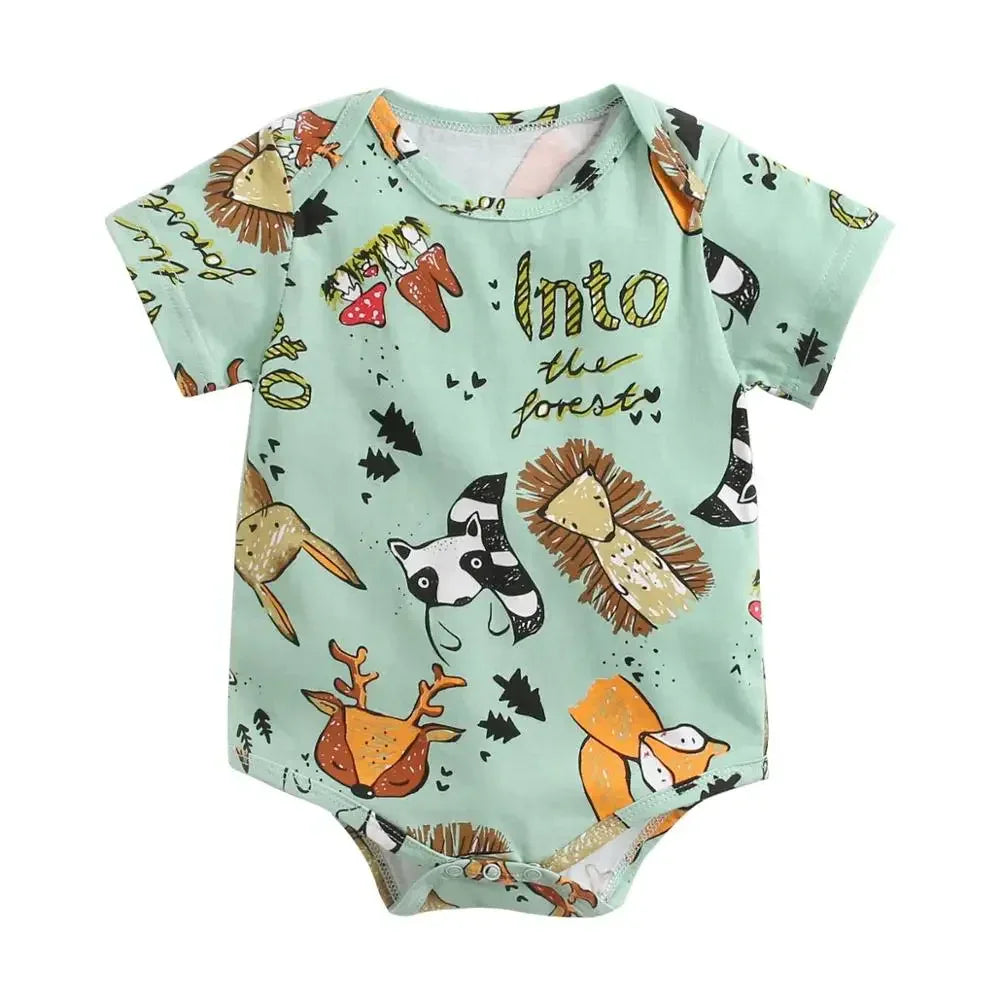 Baby Boys Girls Bodysuits Summer Cotton Toddler Clothes Cartoon Unisex Short Sleeve - Dazzling Beauty Solution