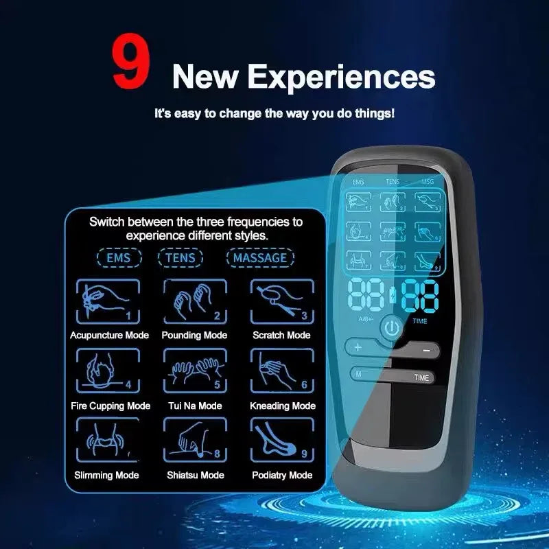 TENS Electric Muscle Stimulator – 6 Modes, 19 Intensity Levels for Pain Relief with Hydrogel Pads & USB Rechargeable - Dazzling Beauty Solution
