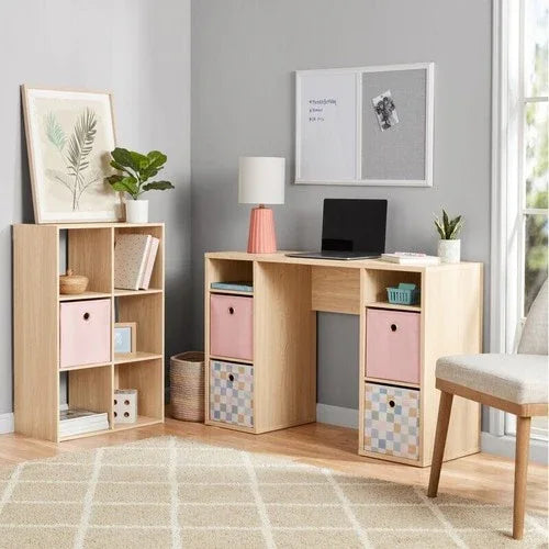 4-Cube Storage Desk – 47” Workstation with Shelves for Home Office or Study - Dazzling Beauty Solution